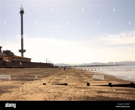 Rhyl beach and the Rhyl Sky Tower Stock Photo - Alamy