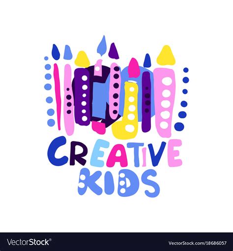 Creative kids logo design colorful hand drawn Vector Image