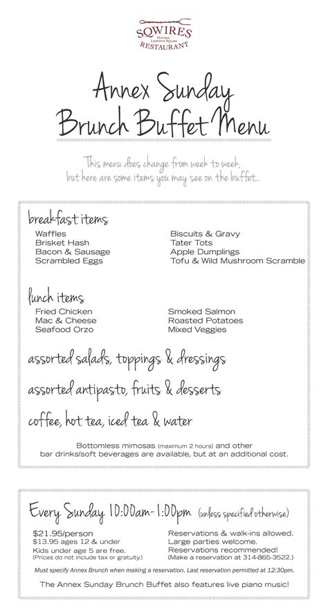 Brunch Buffet Menu | SqWires Restaurant & Market