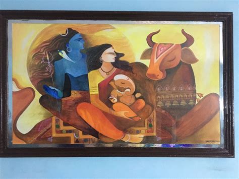 Shiva family acrylic painting | Painting, Wall painting, Acrylic painting