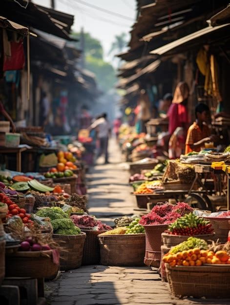 Premium AI Image | A vibrant traditional market in Indonesia