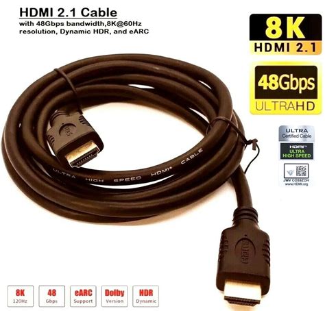 6FT HDMI 2.1 Ultra High Speed 48Gbps 8K@60Hz 4K@120Hz Ultra HD HDR 4K ...