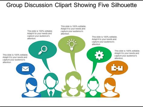 Group Discussion Clipart Showing Five Silhouette | PowerPoint ...