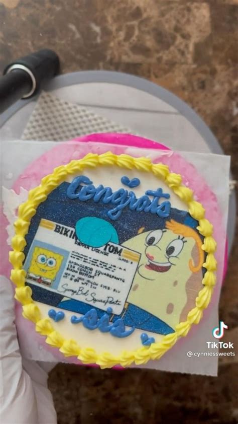 spongebob driver license cake | Vehicle decor accessory sets, Mini cakes, Mini cupcakes