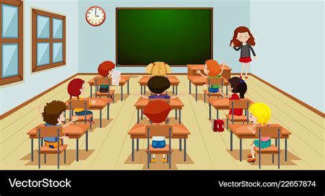 Student in classroom template Royalty Free Vector Image