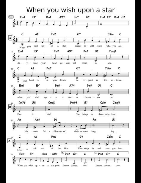 When you wish upon a star sheet music for Piano download free in PDF or MIDI