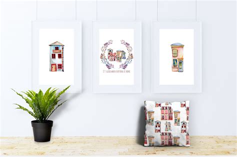 Small town. Watercolor clip art set. By HappyWatercolorShop | TheHungryJPEG