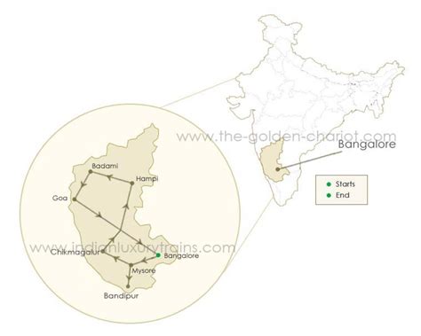 Route Map of the Golden Chariot Train Tour