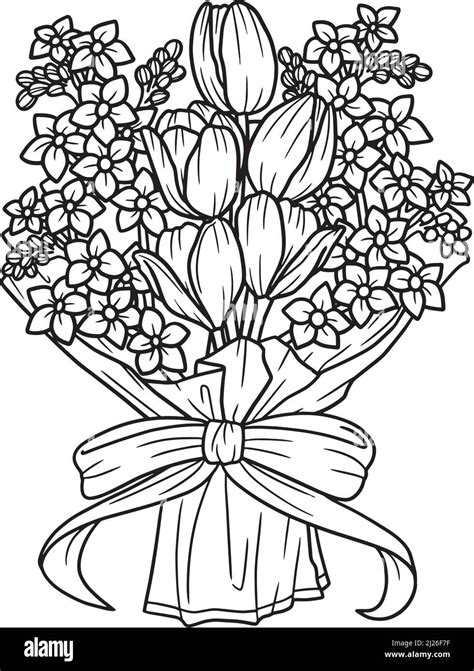 Flower Bouquet Coloring Page for Adults Stock Vector Image & Art - Alamy