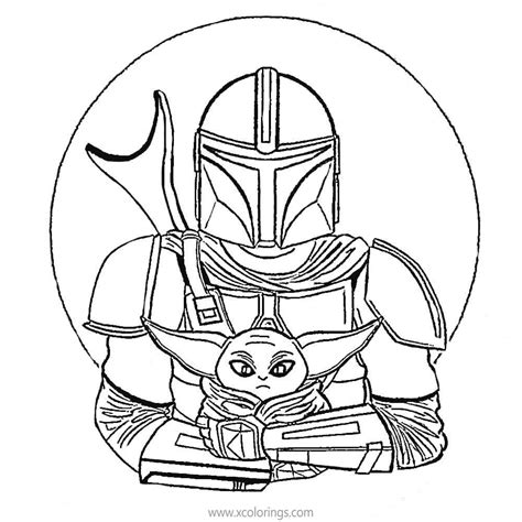 Mandalorian and Baby Yoda Coloring Pages - XColorings.com