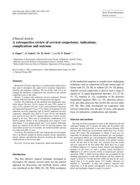 (PDF) A retrospective review of cervical corpectomy: Indications ...