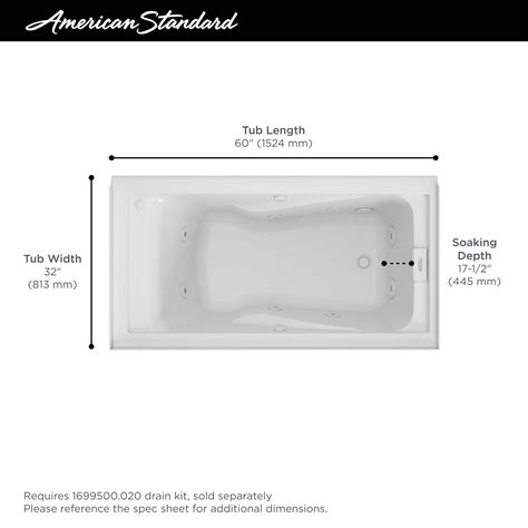 Mainstream 60in x 32in 8-Jet Whirlpool Tub with Right-Hand Drain