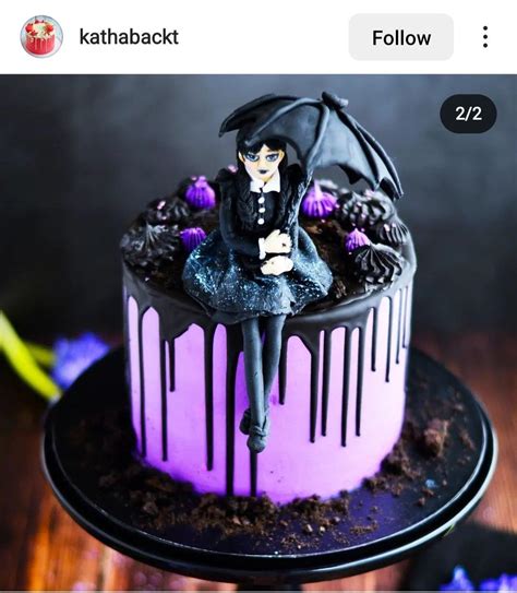 Wednesday Addams Cake | Taart, Verjaardag, Meisjes