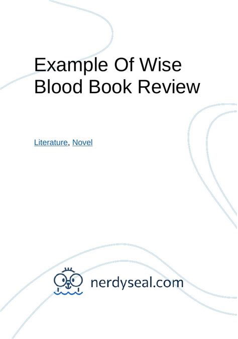 Example Of Wise Blood Book Review - 280 Words - NerdySeal