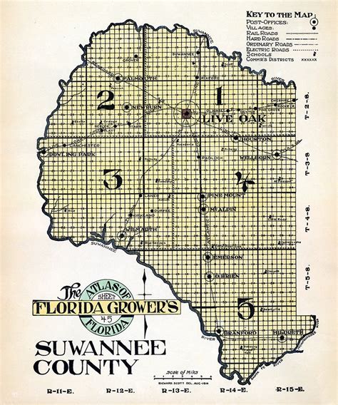 1914 Map of Suwannee County Florida Live Oak - Etsy