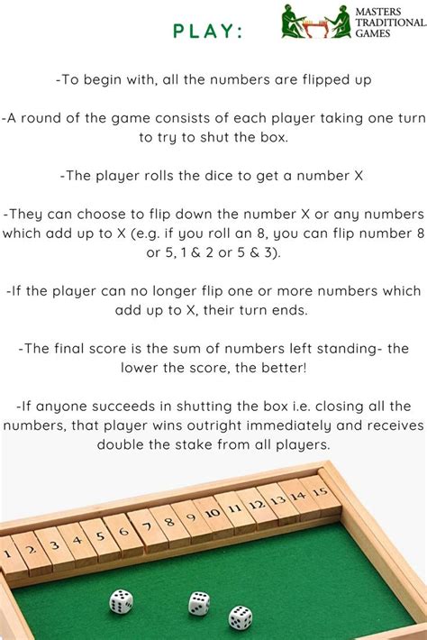 Shut The Box Game Rules - BSUMMARYG