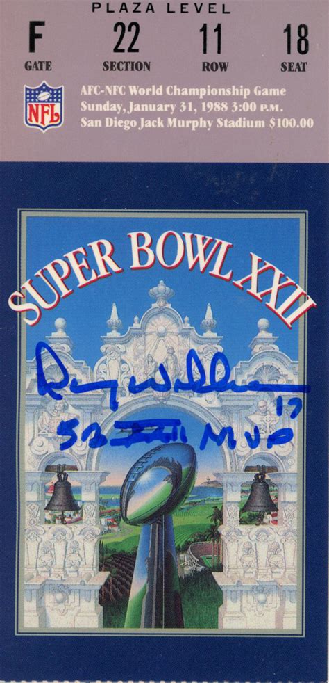 Doug Williams Autographed/Signed Super Bowl XXII Ticket SB MVP JSA – Denver Autographs