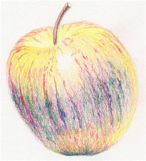 How to Draw a Juicy Apple using Coloured Pencil