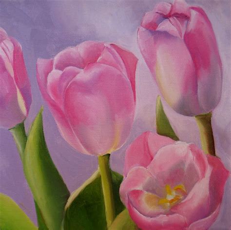 Pink Tulips Oil on Stretched Canvas, 8" x 8" SOLD at $45.00 plus shipping. I've been drooling ...