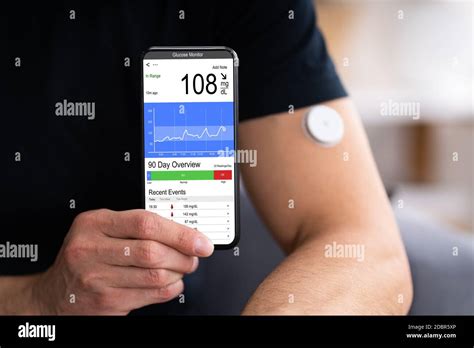 Continuous Glucose Monitor Blood Sugar Test Smart Phone App Stock Photo ...