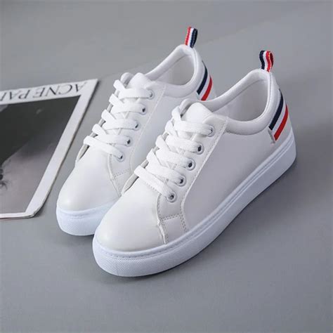 2019 Summer New Rubber Sole Solid Color Women's White Shoes Flat Casual ...