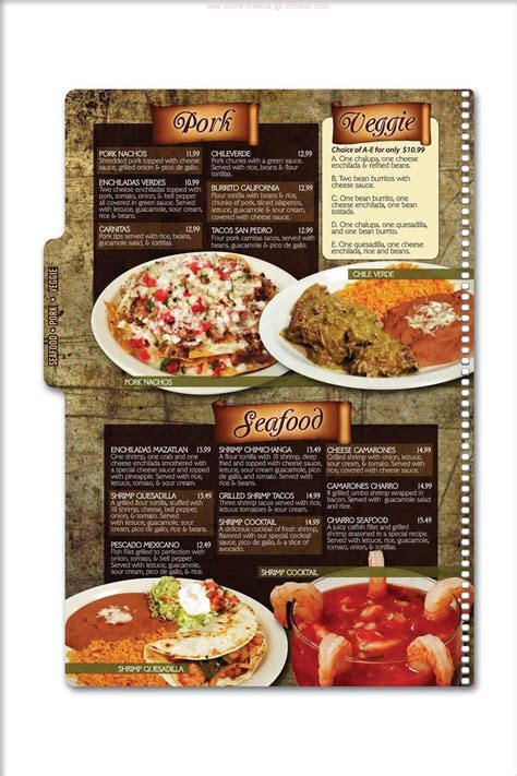 Menu at El Charro restaurant, Pittsburg