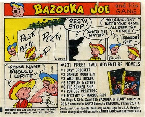 1960's Bazooka Joe comic | Bazooka, Comics, Childhood memories