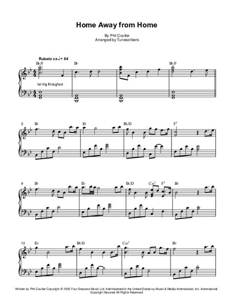 Home Away from Home (arr. Tunescribers) by Phil Coulter Sheet Music for ...