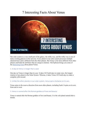 Interesting Facts About Venus. by elbertjoe - Issuu