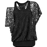 Women Gothic Criss Cross Lace T-Shirt Insert Butterfly Sleeve Plus Size Tops Black at Amazon ...