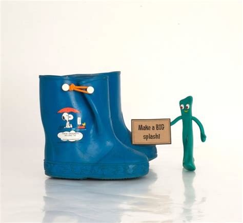 Vintage Snoopy Rain Boots Galoshes 1965 Turquoise