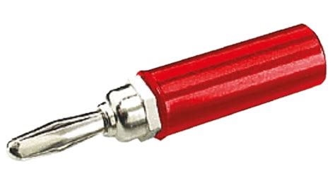 BU-00244-2 | Mueller Electric Red Male Banana Plug, 4 mm Connector, 15A, Nickel Plating | RS