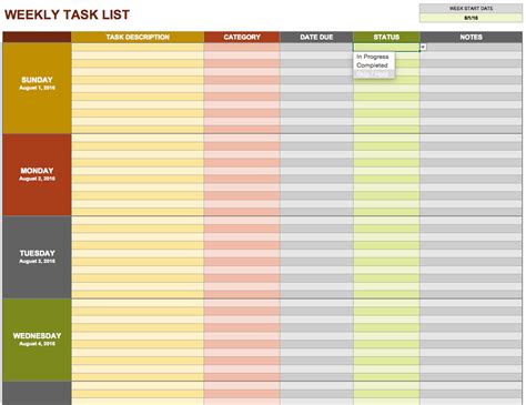 Daily To Do List Template Excel Task Spreadsheet Template Task ...