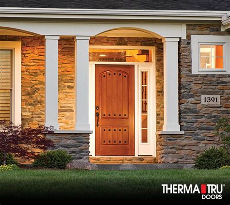 2 Panel Plank Soft Arch Stained Fiberglass Entry Door by Therma-Tru | Fiberglass entry doors ...