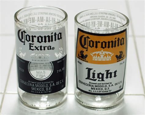 YAVA Glass Coronita Beer extra and Light Recycled Bottle Glasses Set of ...