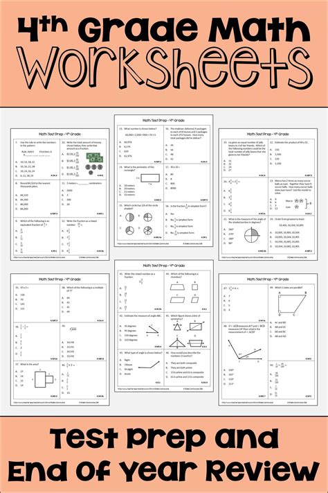 8+ 4Th Grade Math Test Prep Worksheet | Math review worksheets, Math test prep, 4th grade math ...