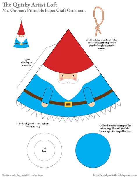 Quirky Artist Loft: Free Paper Craft: Mr. Gnome Ornament