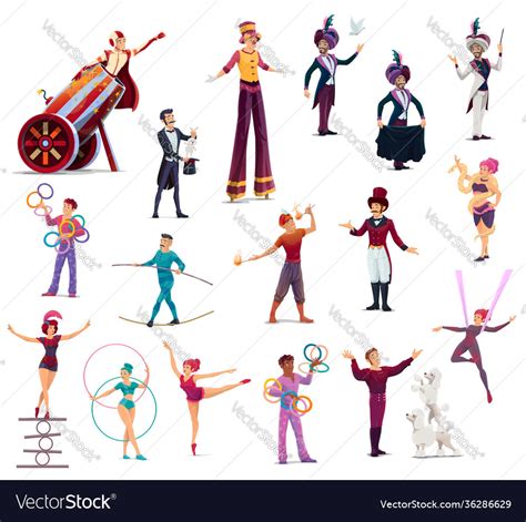 Circus performers cartoon top tent artists Vector Image