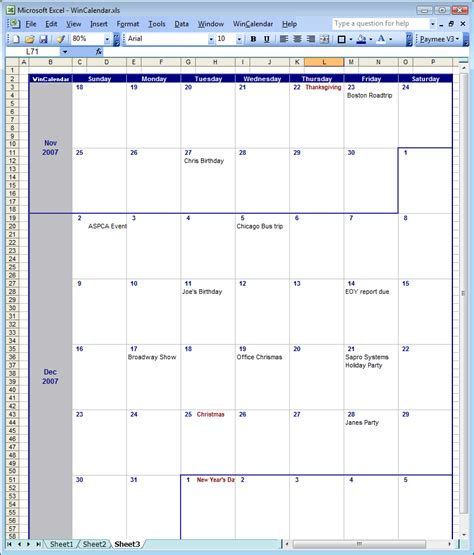 Excel Calendar Template