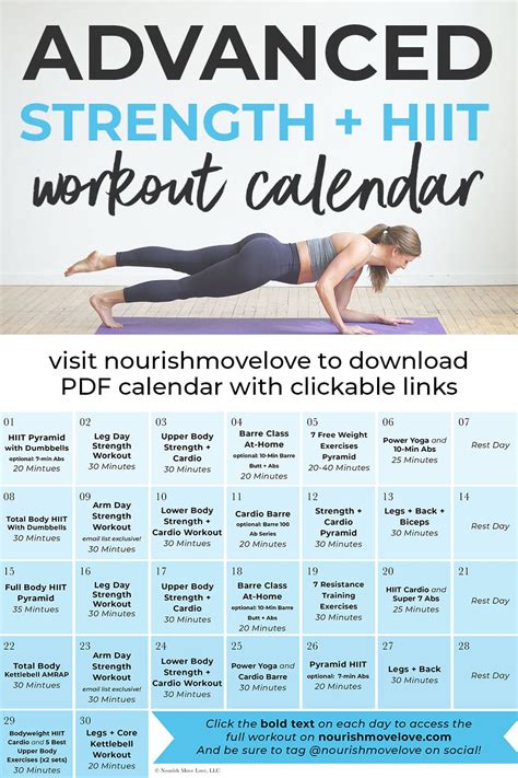 strength training for women | 30 day workout calendar - Nourish, Move, Love