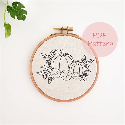 Pumpkin Embroidery Pattern, Printable Embroidery Pattern, Hand Embroidery Design, PDF Pattern ...