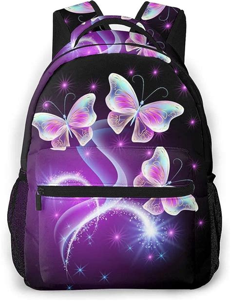 Eaiven Backpacks for Kids 3d Purple Butterfly Waterproof Book Bags for Laptop, Women Casual ...