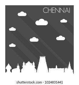 Chennai India Skyline City Flat Silhouette Stock Vector (Royalty Free ...