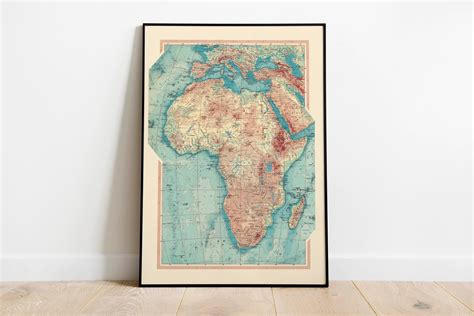 Map of Africa Old Map Wall Decor Vintage Map Wall Art | Etsy