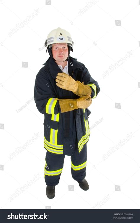 Firefighter Before White Background Stock Photo 6381190 | Shutterstock