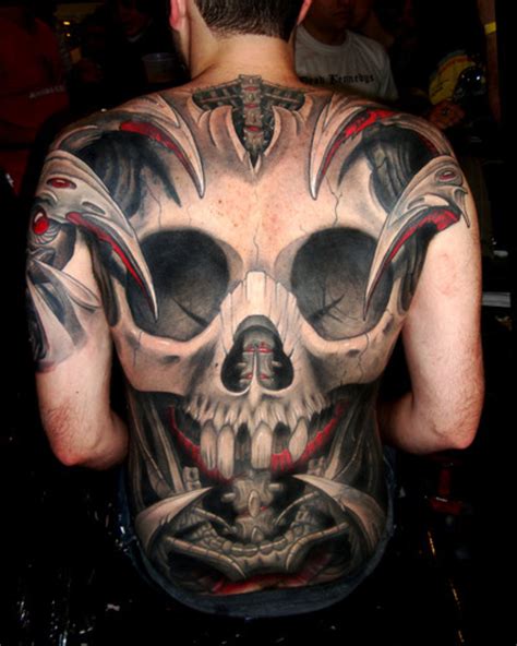 Tribal Skull back Tattoos