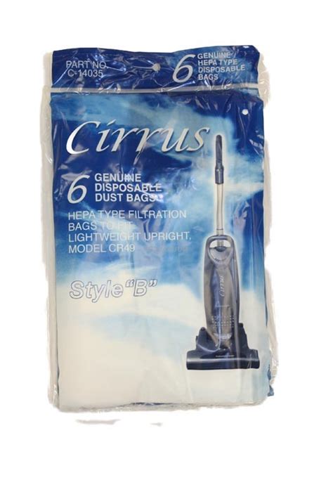 Cirrus Style B Hepa Vacuum Bags - Genuine- 6 pack C14035