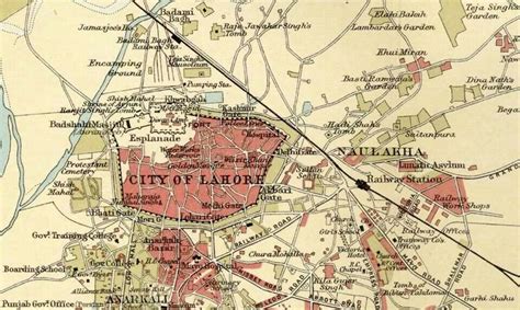 Lahore Map - Pakistan Map - Vintage Lahore - India Map - Circa 1897 ...