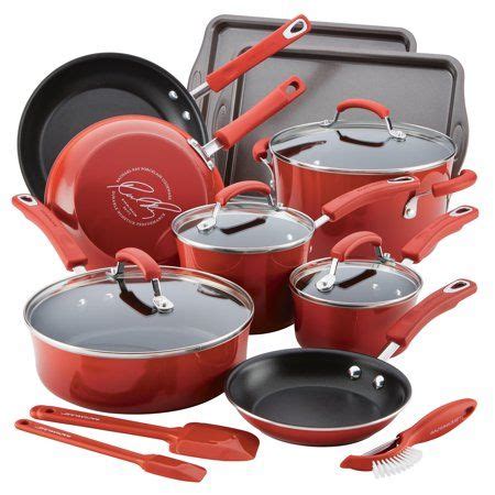 Rachael Ray 16-Piece Classic Brights Porcelain Nonstick Pots and Pans ...