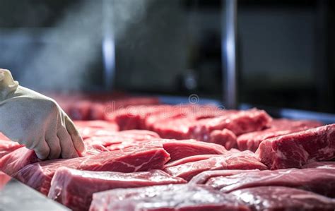 Meat Processing or Quality Control Process in the Food Industry Environment. Stock Illustration ...